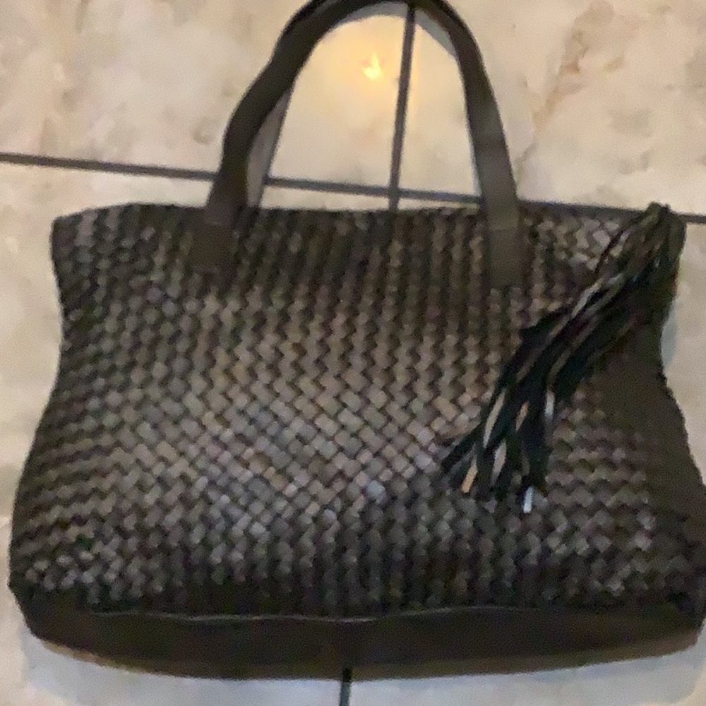 Chic Black Woven Tote Bag